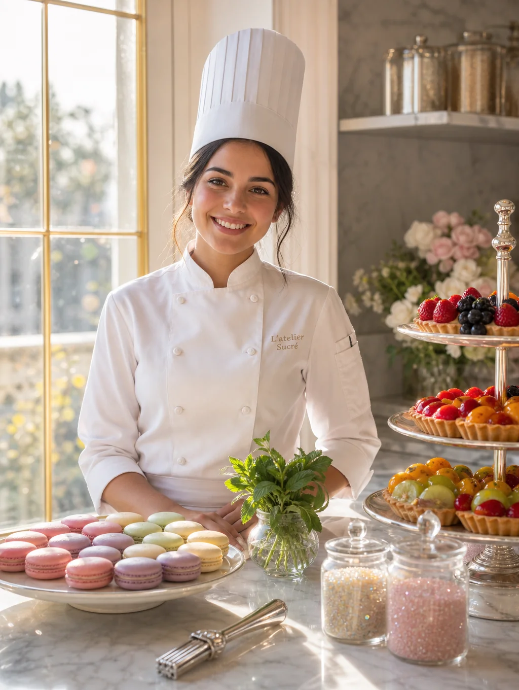 Pastry Master Elena Bianchi plating a dessert