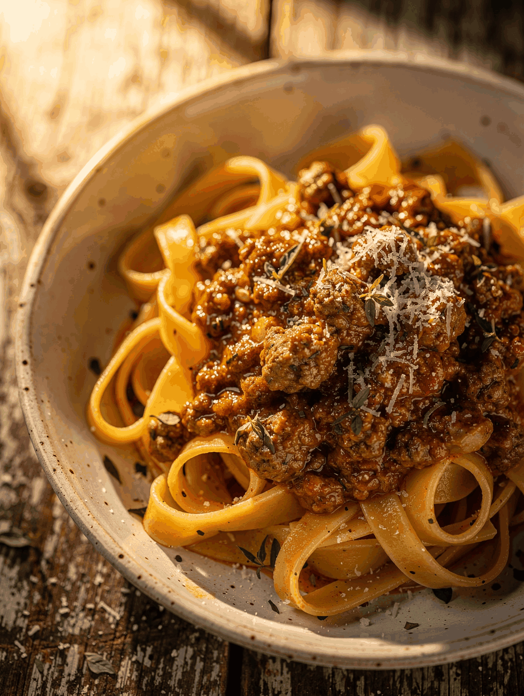 Handcrafted pasta dish with fresh seasonal herbs